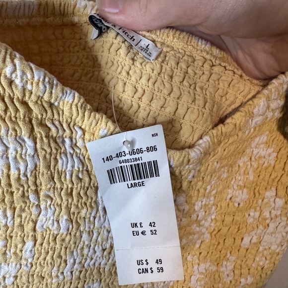 Abercrombie & Fitch yellow floral smocked crop top size L - Picture 4 of 6